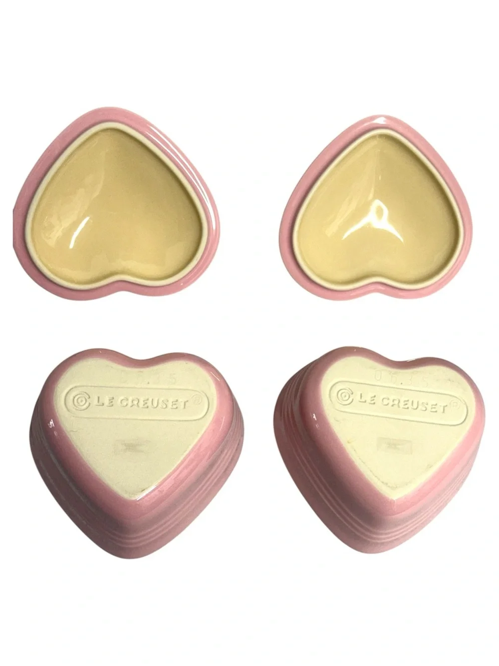 Le Creuset Pink Heart Stoneware Ramekins with Lids - Set of 2